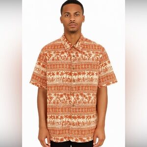 Kahala Hawaii Men’s Red & White Print Shirt Size Large